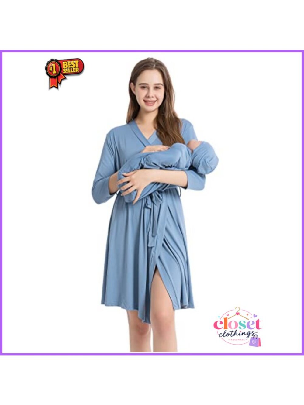Maternity Robe & Receiving Blanket Set Stretch Polyester